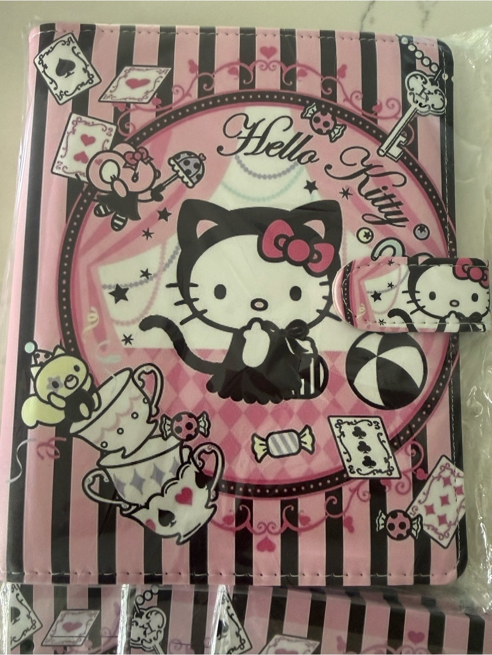 Kitty Pink Striped Binder